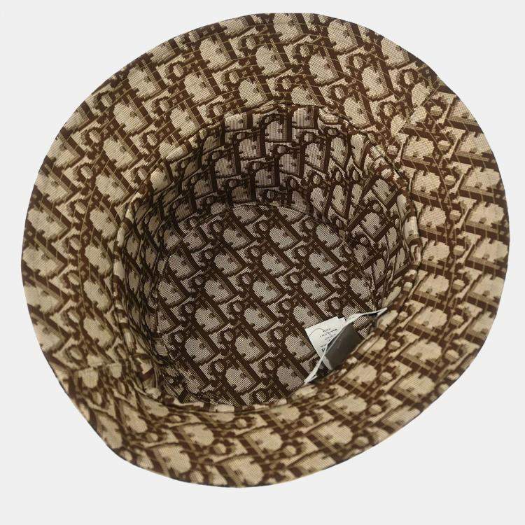 Pre Owned Christian Dior Beige Brown Leopard Bucket Hat #58