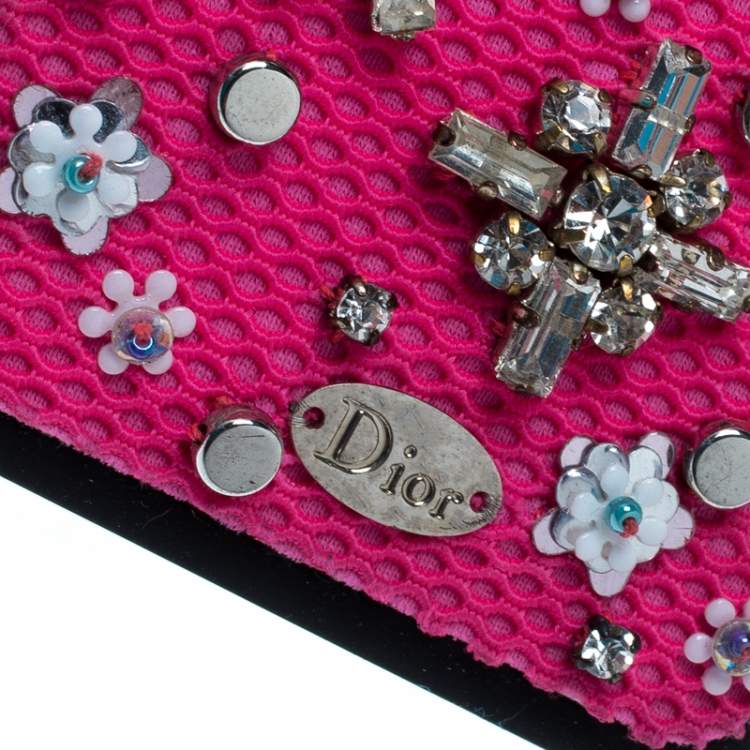 Pre Owned Dior Pink Crystal and Fabric Stardust Embellished IPhone 6 Case