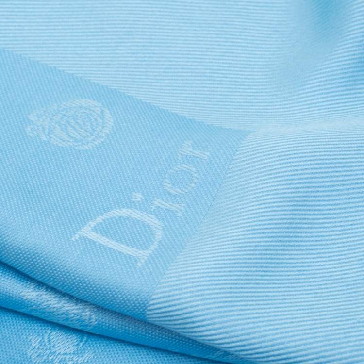 مملوكة مسبقًا Dior Blue So Dior Silk and Wool Jacquard Fringed Edge Shawl