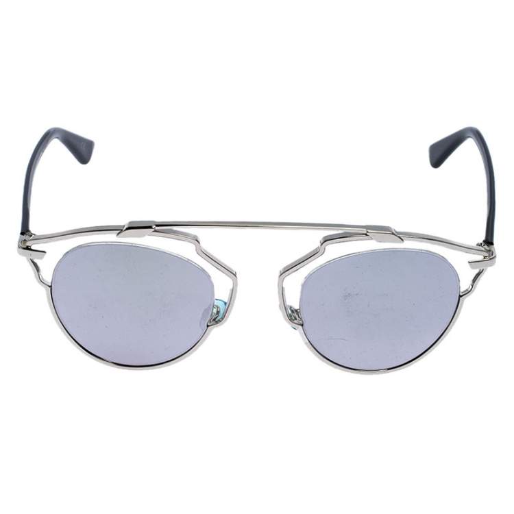 dior silver mirror round sunglasses