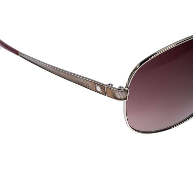 Pre Owned Dior Silver Tone/ Brown Gradient Diorcinquate2 Aviator Sunglasses