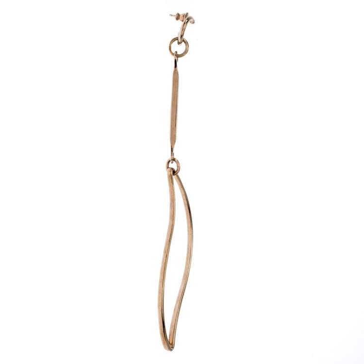 Pre Owned Dior Gold Tone Single Long Drop Earring