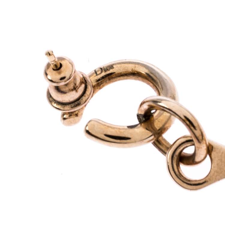 Pre Owned Dior Gold Tone Single Long Drop Earring