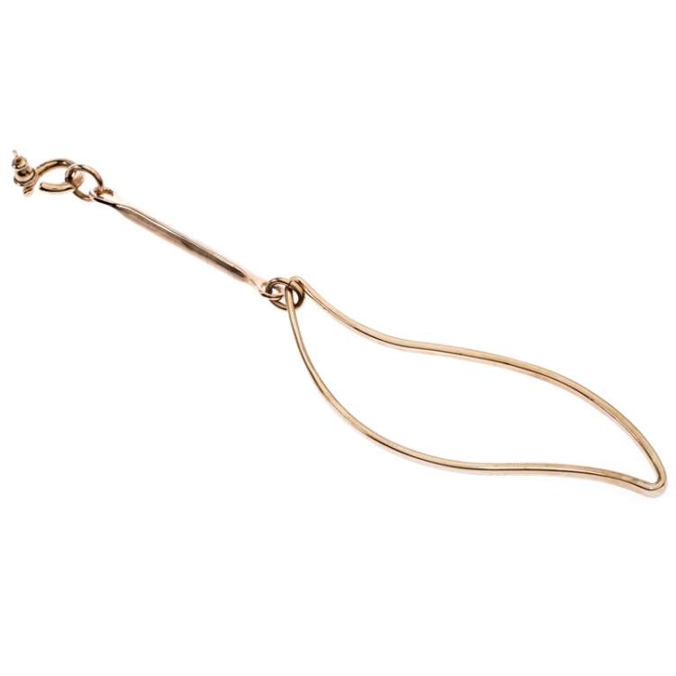 Pre Owned Dior Gold Tone Single Long Drop Earring
