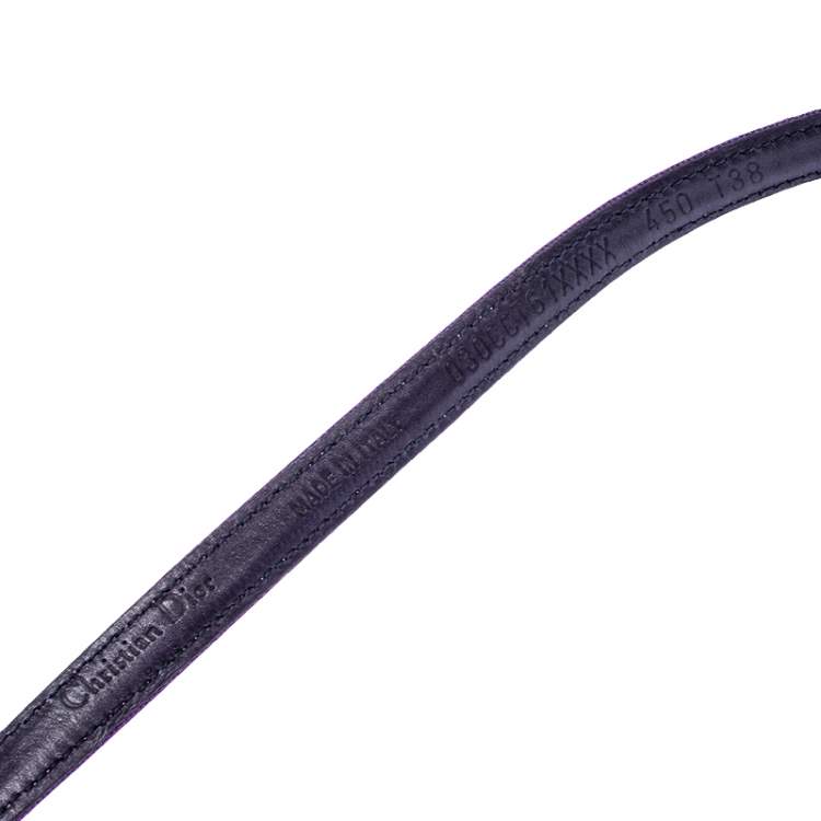 Pre Owned Dior Purple Fabric Slim Buckle Belt 87CM