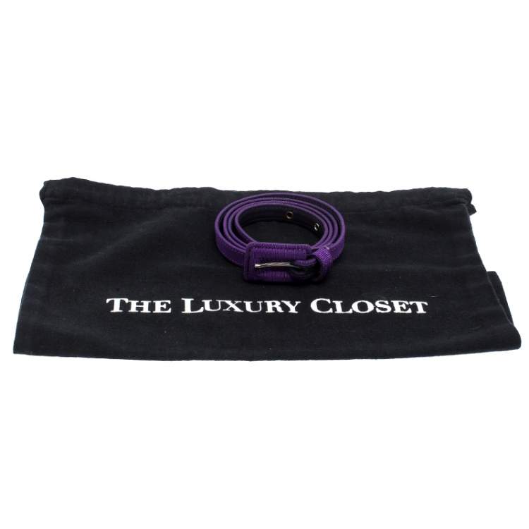 Pre Owned Dior Purple Fabric Slim Buckle Belt 87CM