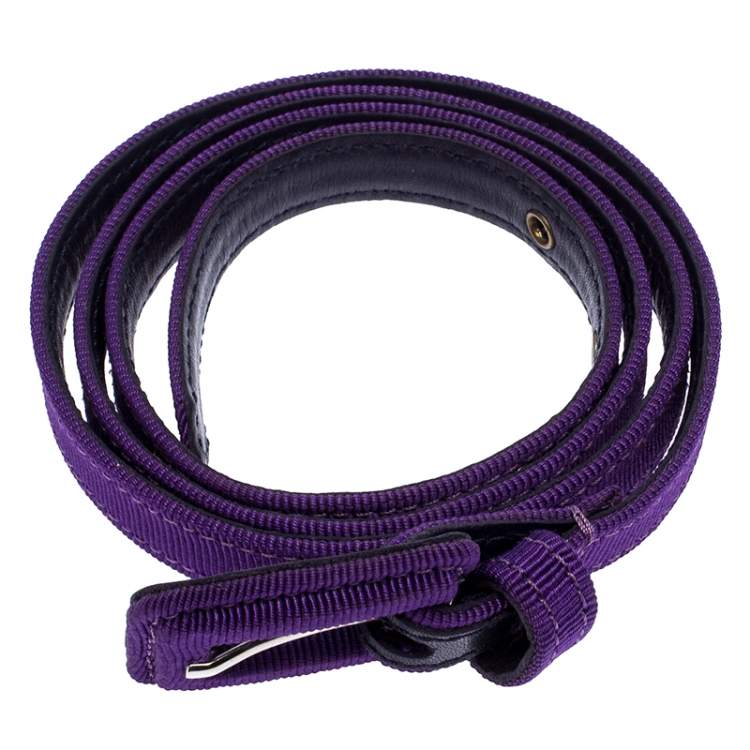 Pre Owned Dior Purple Fabric Slim Buckle Belt 87CM