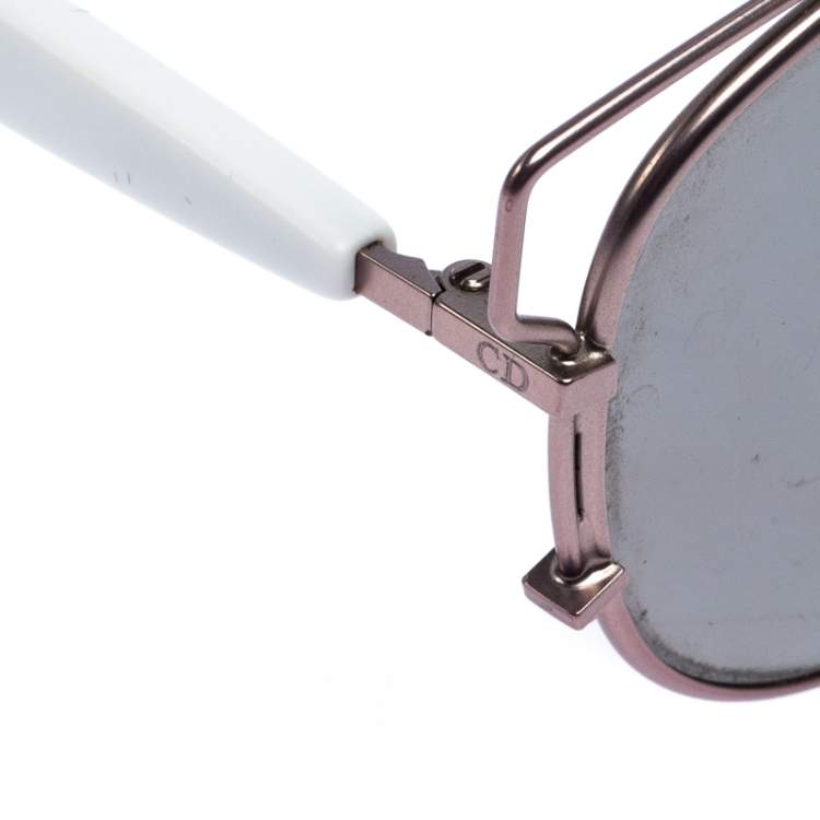 Pre Owned Dior Rose Gold and White/ Silver Mirrored DiorTechnologic Aviator Sunglasses