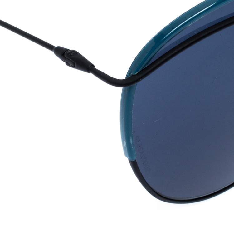 Pre Owned Dior Black and Silver /Blue 003KU Dior Round Sunglasses