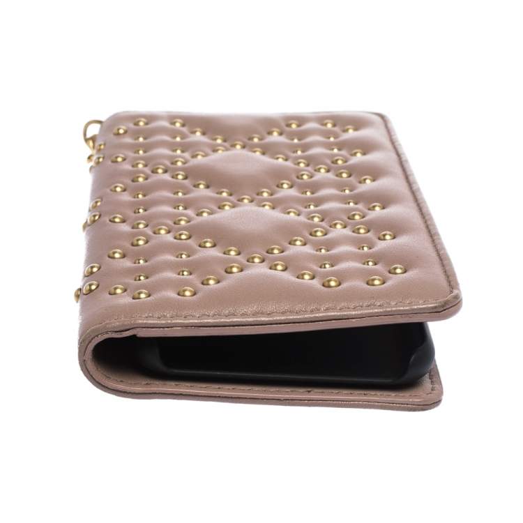Pre Owned Dior Old Rose Studded Leather Lady Dior iPhone 7 Cover Case