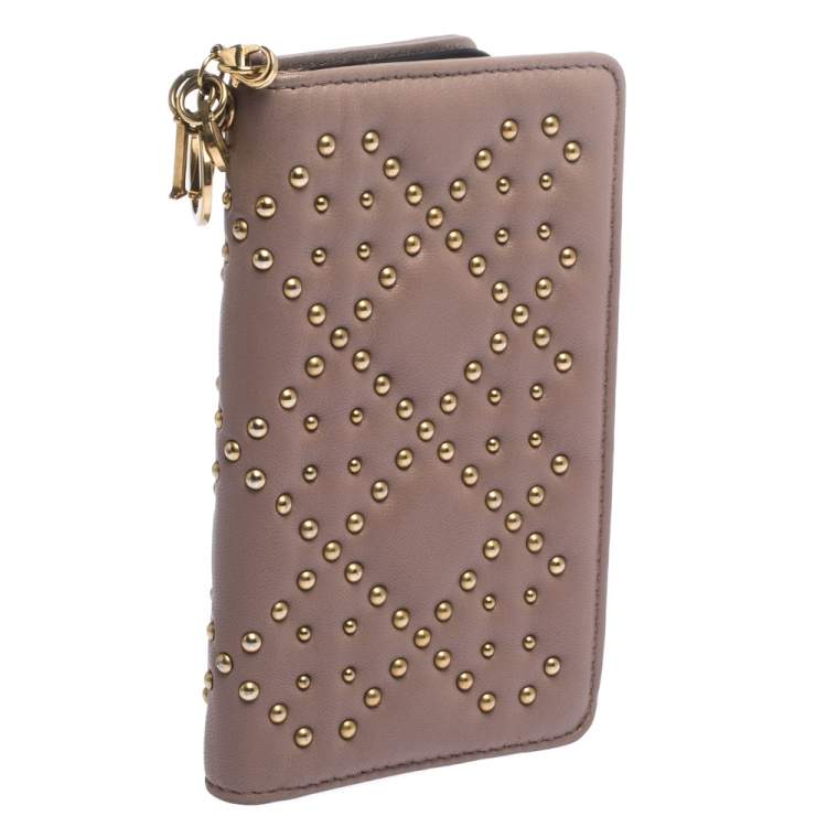 Pre Owned Dior Old Rose Studded Leather Lady Dior iPhone 7 Cover Case