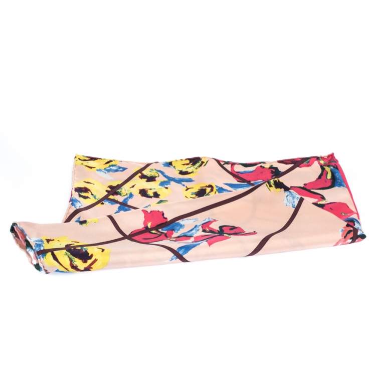 Pre Owned Dior Multicolor Floral Printed Silk Square Scarf