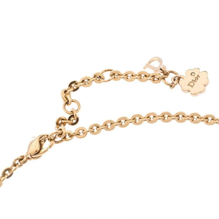 Pre Owned Dior Crystal Multi Charm Gold Tone Long Pendant Necklace