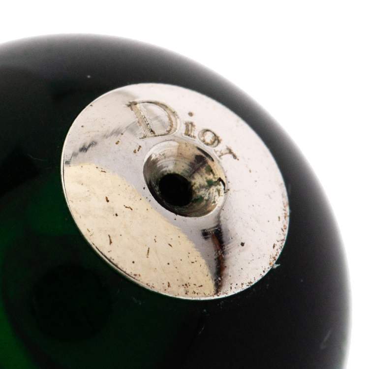 Pre Owned Dior Tribale Green Resin Silver Tone Stud Earrings 