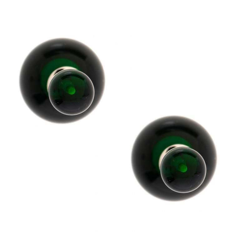 Pre Owned Dior Tribale Green Resin Silver Tone Stud Earrings 