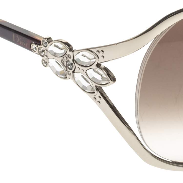 Pre Owned Dior Silver/Brown Gradient M88JS Diorose Oversize Sunglasses