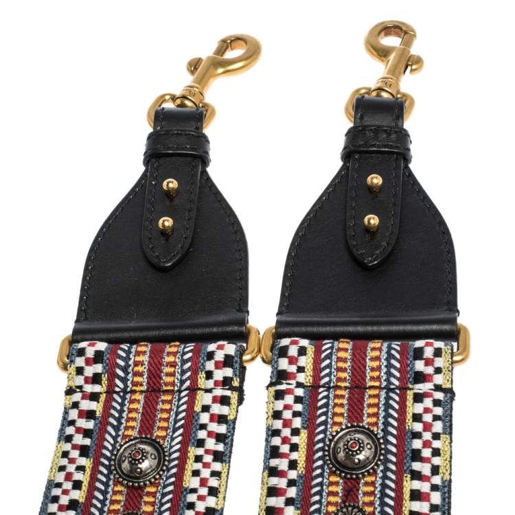 Pre Owned Dior Multicolor Studded Canvas and Leather Bohemian Inspired Shoulder Strap