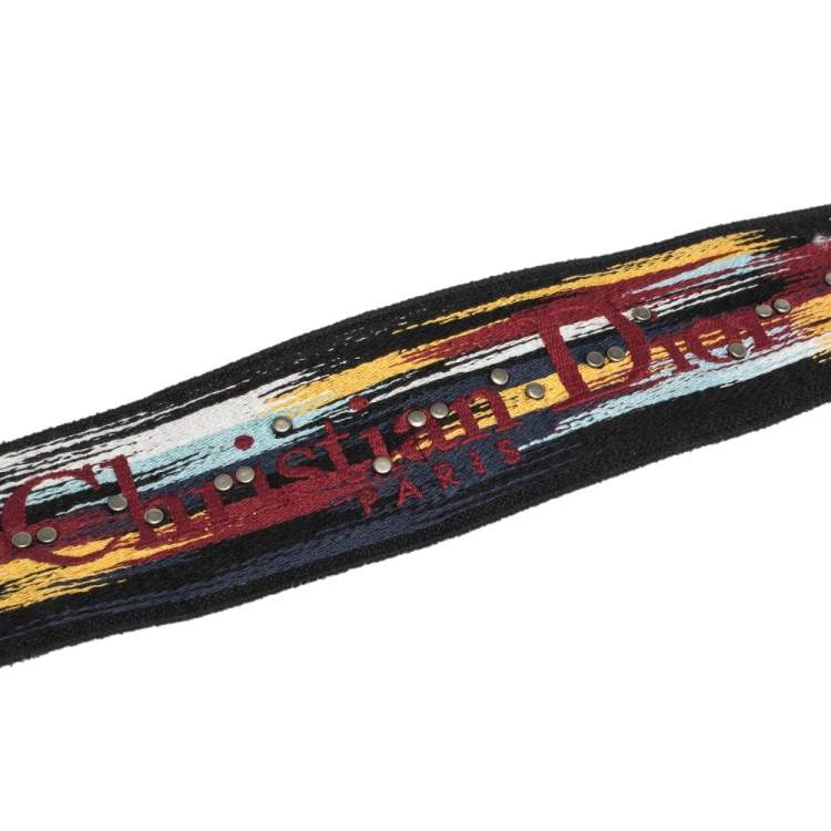 Pre Owned Dior Multicolor Studded Canvas and Leather Bohemian Inspired Shoulder Strap
