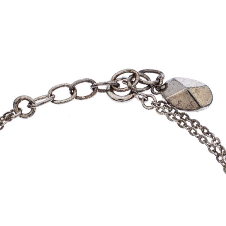 Pre Owned Dior Oblique Crystal Silver Tone Bracelet