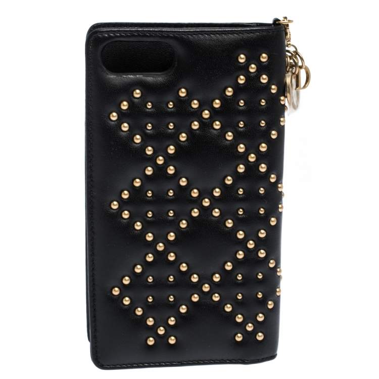 Pre Owned Dior Black Leather Studded iPhone 7 Plus Cover