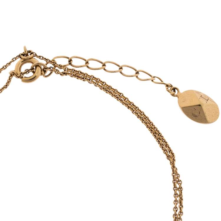 Pre Owned  Dior Bow Monogram Gold Tone Double Chain Bracelet
