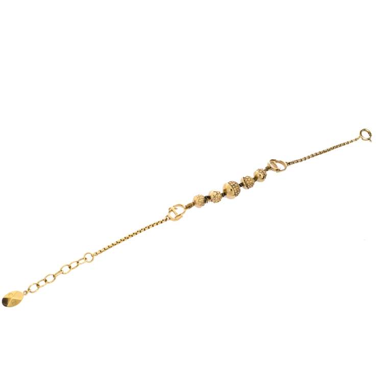 Pre Owned Dior Crystal Mise En Dior Gold Tone Bracelet