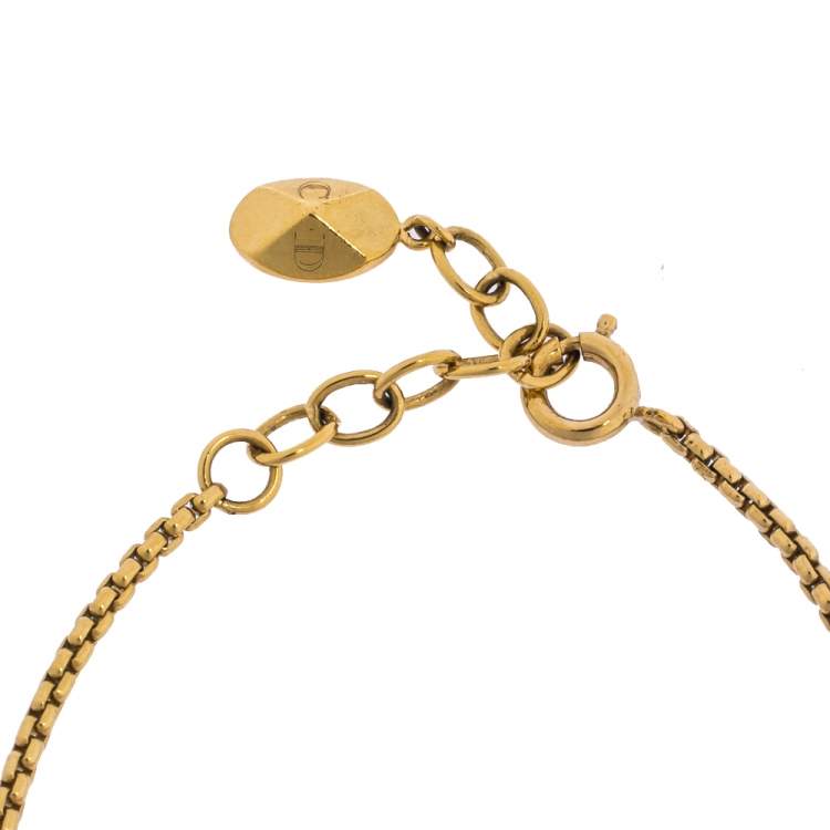 Pre Owned Dior Crystal Mise En Dior Gold Tone Bracelet