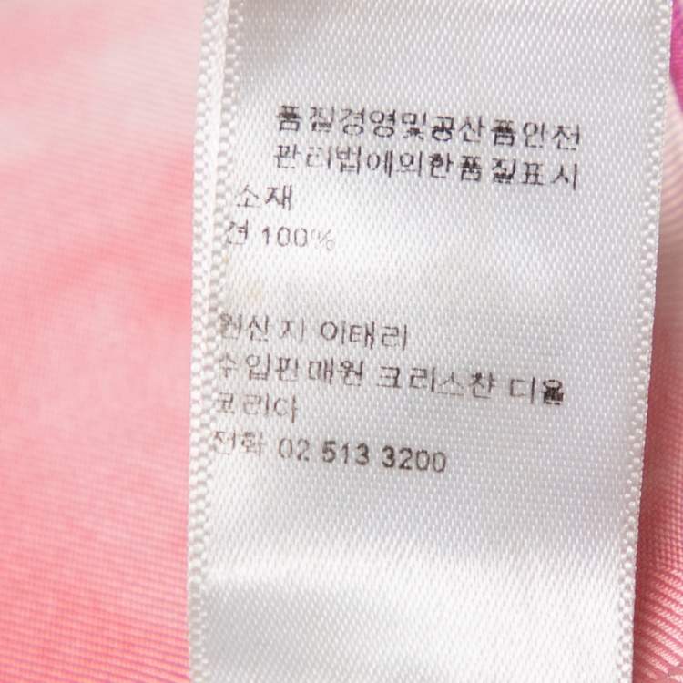 Pre Owned Dior Pink Floral Print Silk Scarf