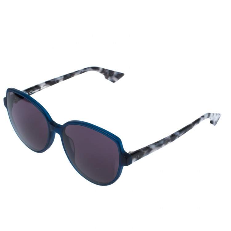Pre Owned Dior Tortoise & Blue/ Purple DiorOnde2 Oversized Sunglasses