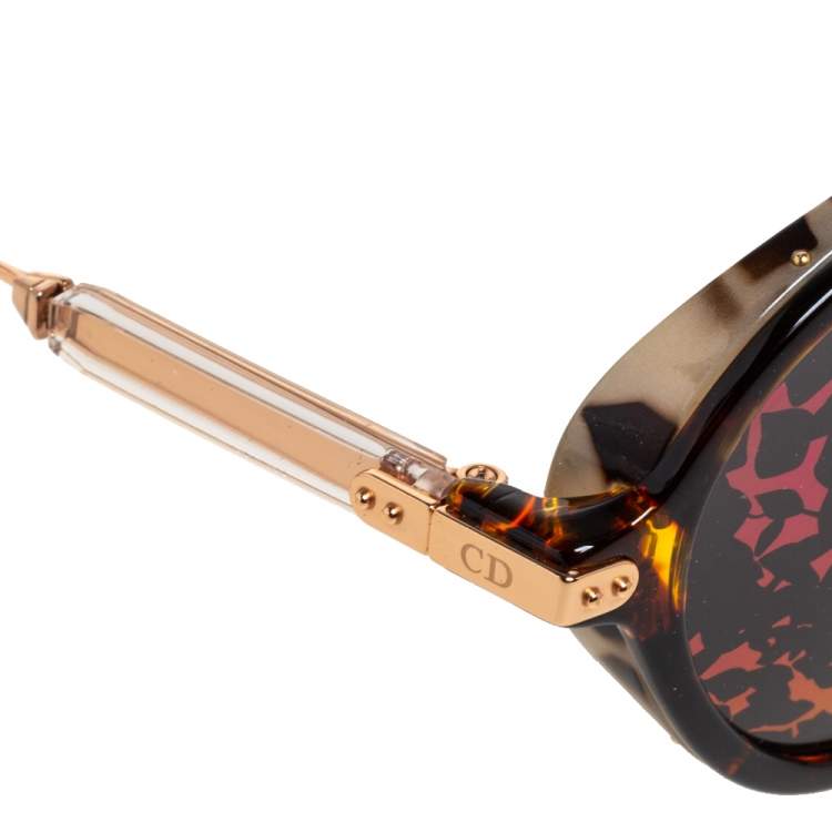 Pre Owned Dior Gold Havana / Pink Mirror Leaf DiorUmbrage Round Sunglasses