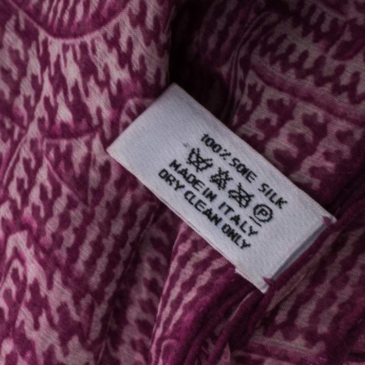 Pre Owned Dior Purple Oblique Motif Print Silk Scarf