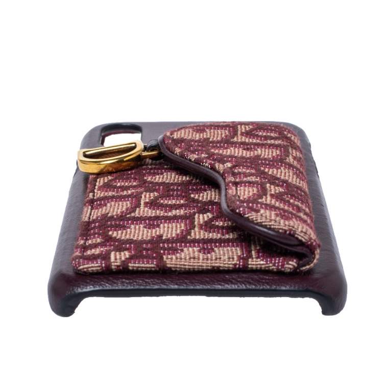 Pre Owned Dior Burgundy Oblique Canvas and Leather iPhone XS Case