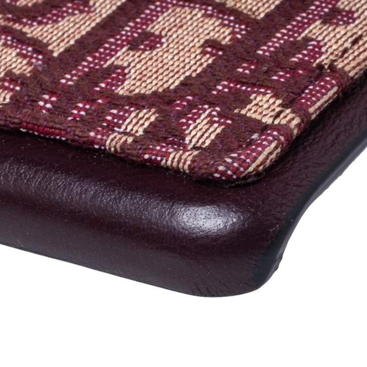 Pre Owned Dior Burgundy Oblique Canvas and Leather iPhone XS Case