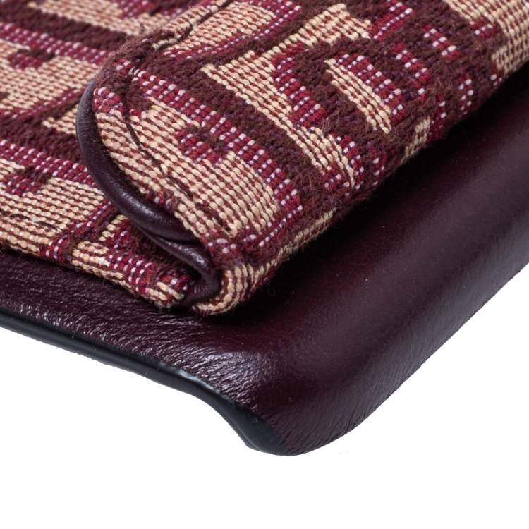 Pre Owned Dior Burgundy Oblique Canvas and Leather iPhone XS Case