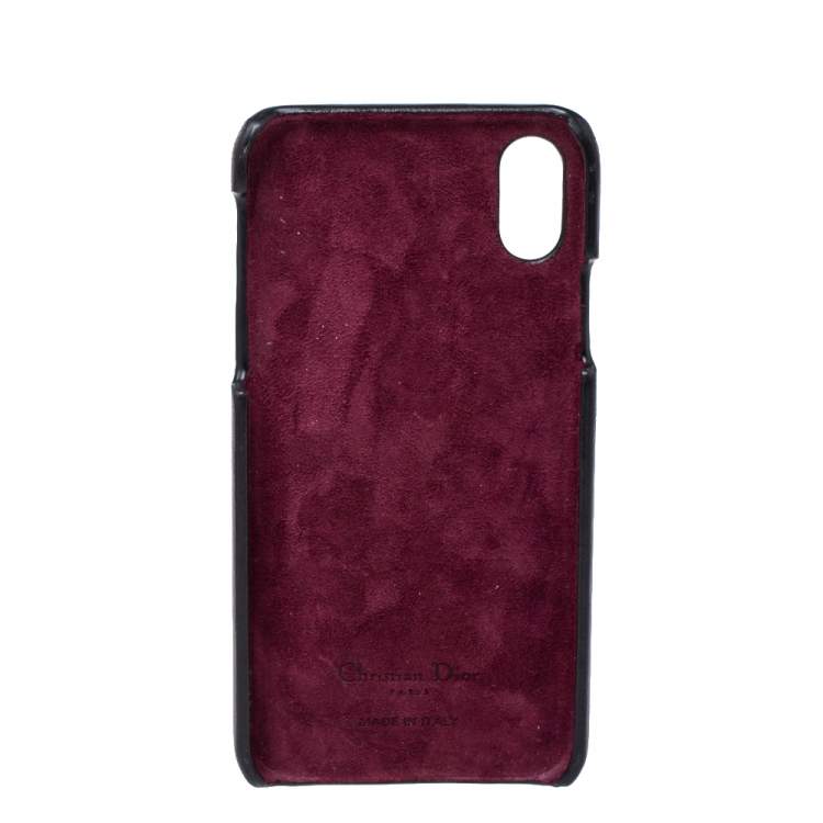 Pre Owned Dior Burgundy Oblique Canvas and Leather iPhone XS Case
