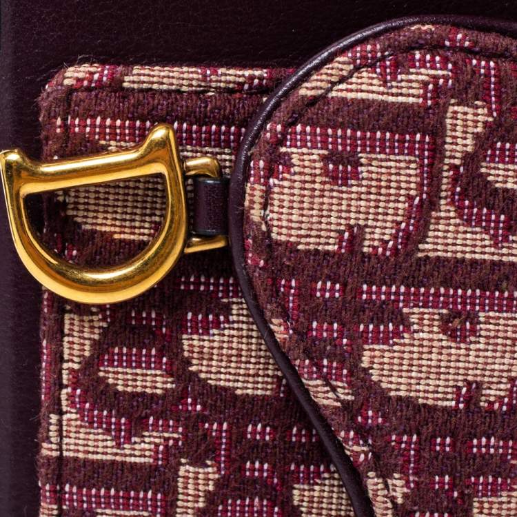 Pre Owned Dior Burgundy Oblique Canvas and Leather iPhone XS Case