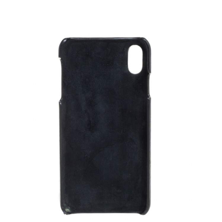 Pre Owned Dior Blue Oblique Jacquard Canvas and Leather iPhone XS Max Case