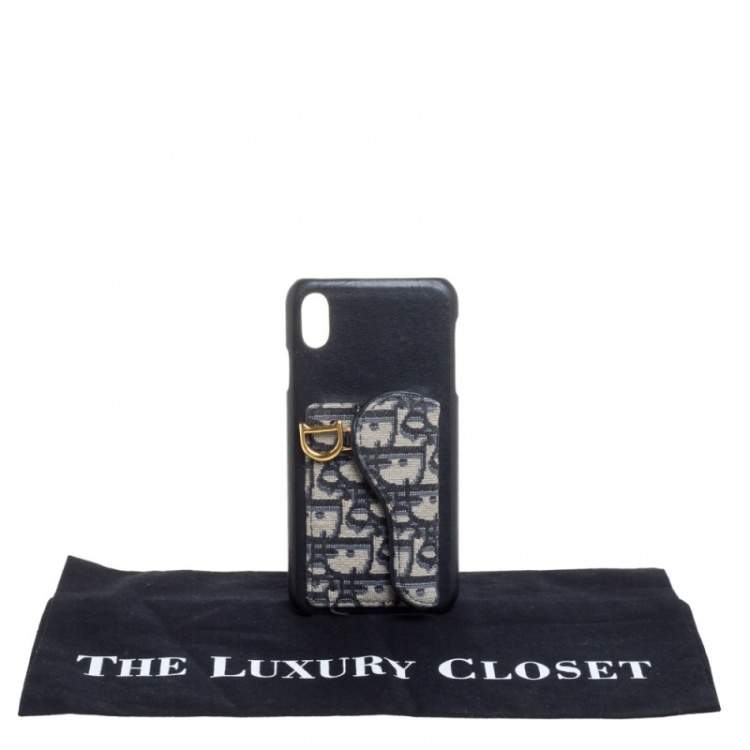 Pre Owned Dior Blue Oblique Jacquard Canvas and Leather iPhone XS Max Case