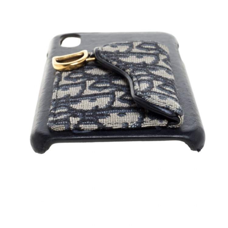 Pre Owned Dior Blue Oblique Jacquard Canvas and Leather iPhone XS Max Case