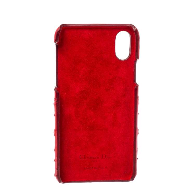 Pre Owned Dior Red Cannage Patent Leather Lady Dior Iphone X/XS Case