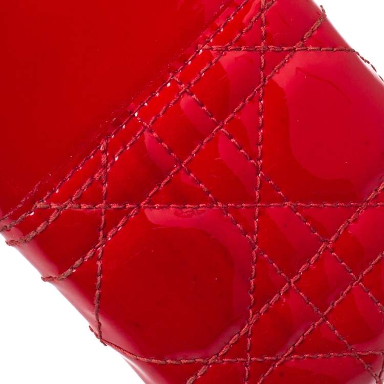 Pre Owned Dior Red Cannage Patent Leather Lady Dior Iphone X/XS Case