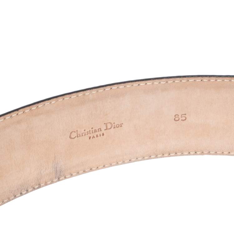 Pre Owned Dior Black Patent Leather D Buckle Belt 85CM