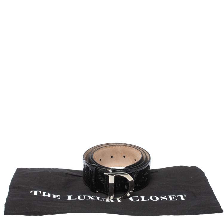 Pre Owned Dior Black Patent Leather D Buckle Belt 85CM