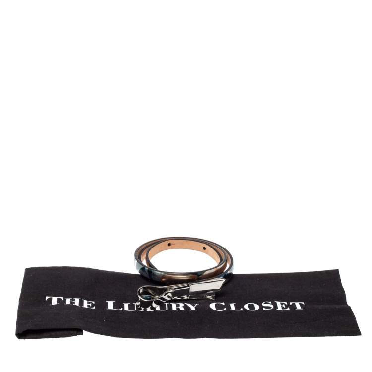 Pre Owned Dior Metallic Multicolor Print Leather Bow Belt S