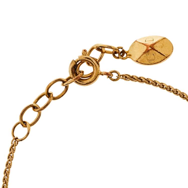 Pre Owned Dior Butterfly Charm Gold Tone Bracelet
