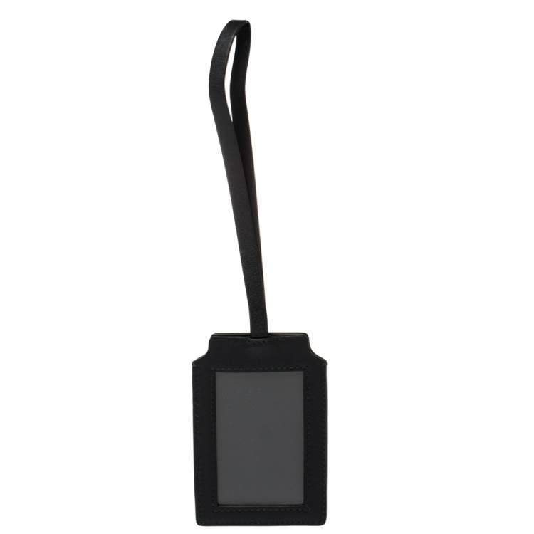 Pre Owned Dior Black Oblique Leather and Canvas Luggage Tag
