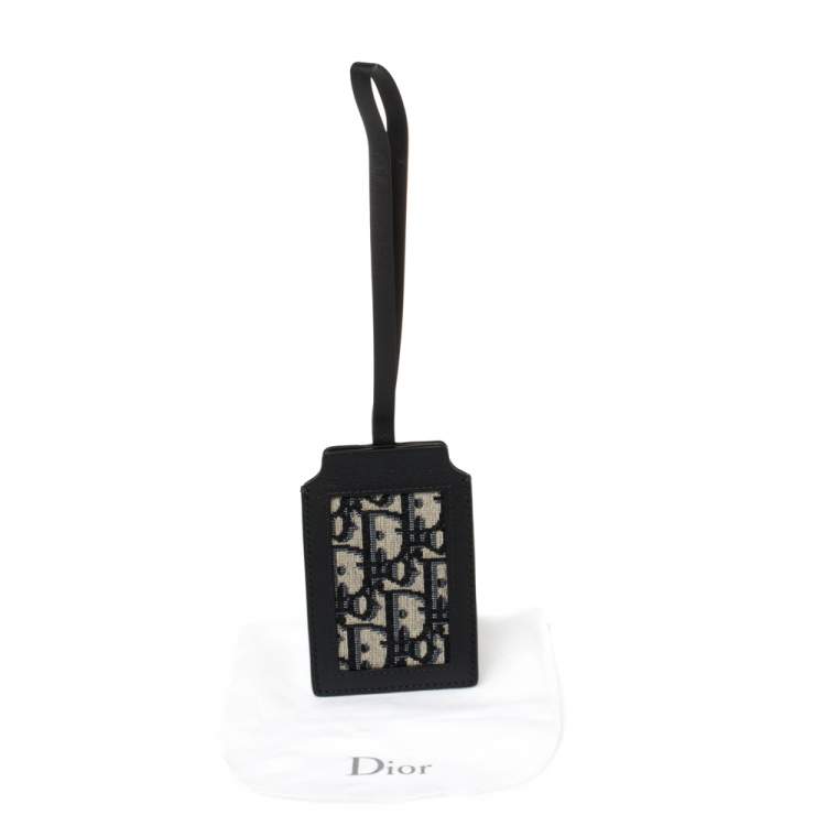 Pre Owned Dior Black Oblique Leather and Canvas Luggage Tag