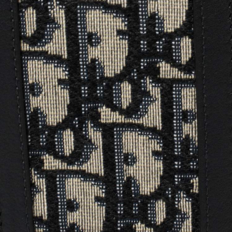 Pre Owned Dior Black Oblique Leather and Canvas Luggage Tag