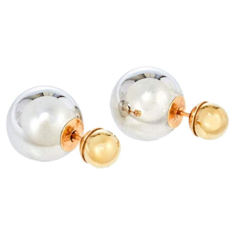 Pre Owned Dior Two Tone Mise En Dior Tribales Stud Earrings