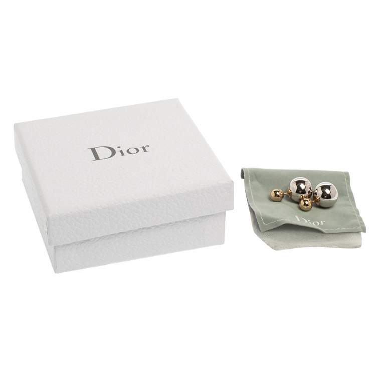 Pre Owned Dior Two Tone Mise En Dior Tribales Stud Earrings